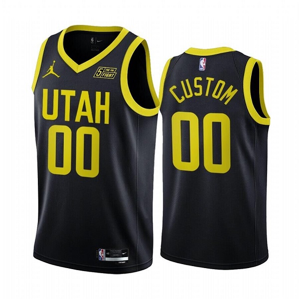 Men's Utah Jazz Orange Customized 2022/23 Black Statement Edition Stitched Basketball Jersey